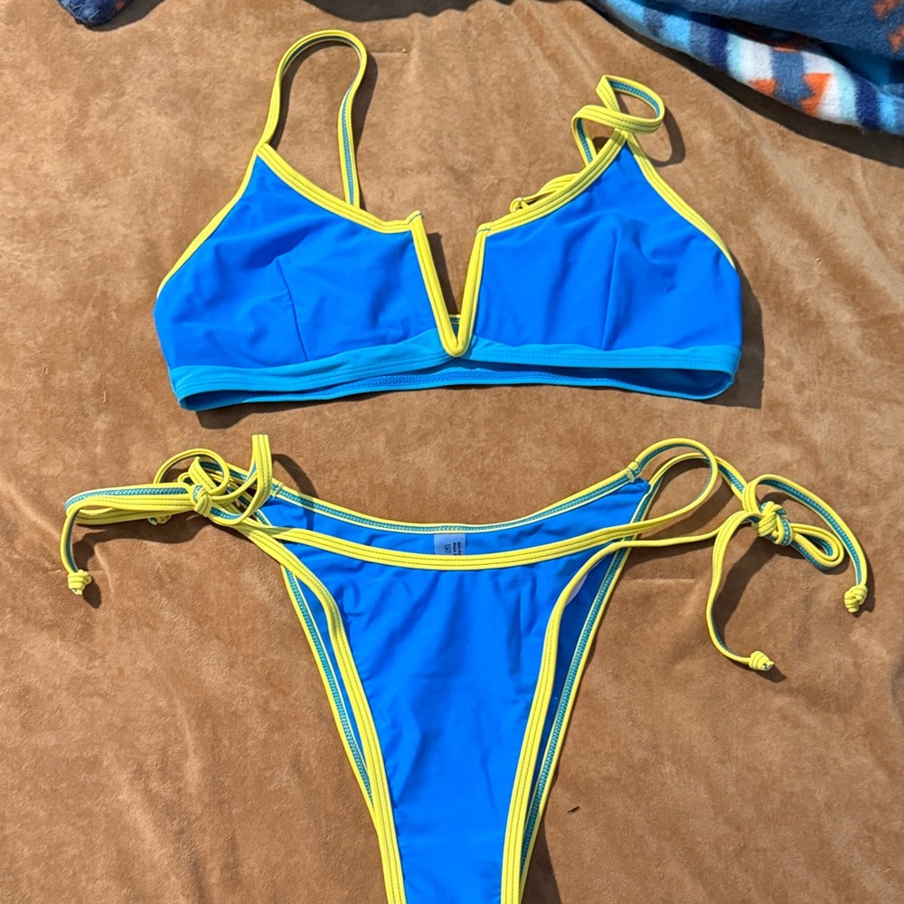 SHEIN Blue and Yellow Bikini Set